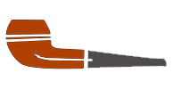 Un disegno animato di una pipa da tabacco su uno sfondo bianco.