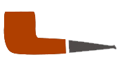 Una pipa marrone con la punta nera su uno sfondo bianco.