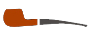 Un disegno di una pipa con un cannello curvo su uno sfondo bianco.