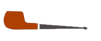 Un disegno animato di una pipa con un cannello nero su uno sfondo bianco.