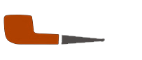 Una pipa marrone con un cannello nero su uno sfondo bianco.