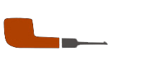 Un disegno animato di una pipa su uno sfondo bianco.