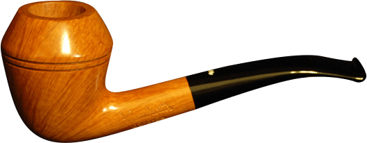 Una pipa di legno con una punta nera su uno sfondo bianco