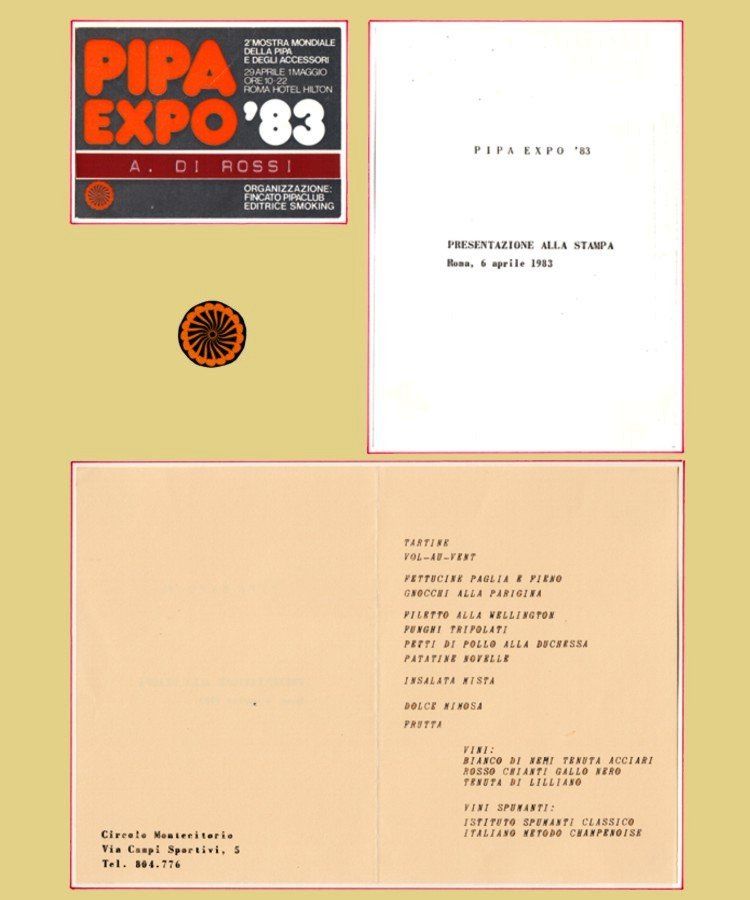 Viene esposto un volantino per la pipa expo 83