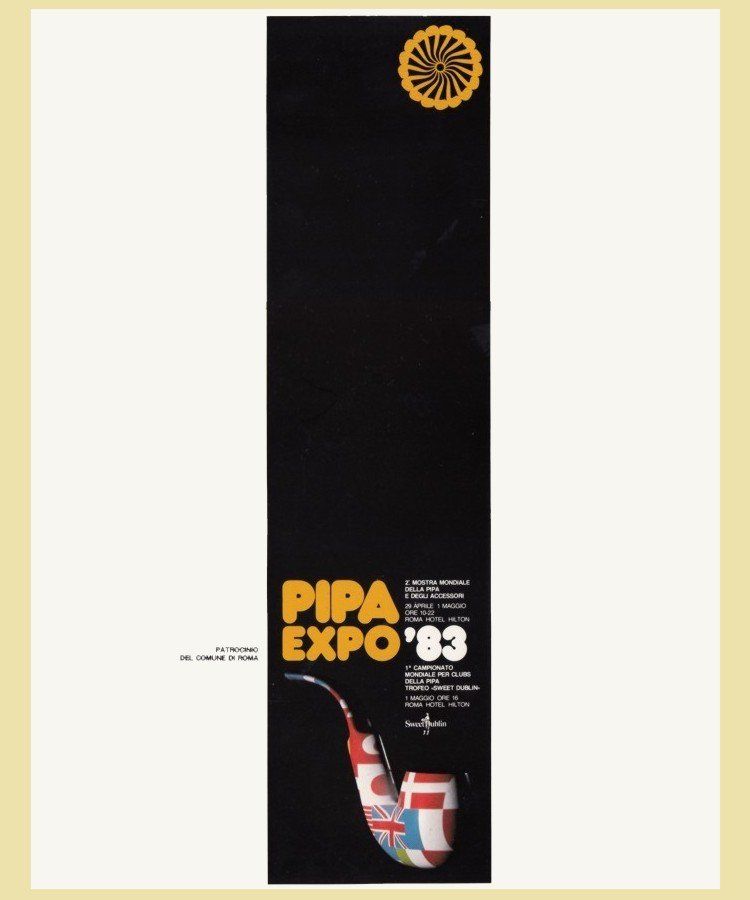 Un poster per la pipa expo 93 con una pipa sopra