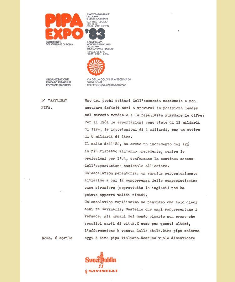 Una lettera che dice pipa expo su di essa