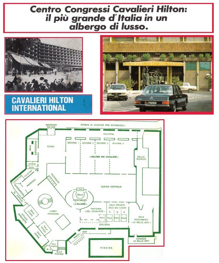 An advertisement for centro congressi cavalieri hilton