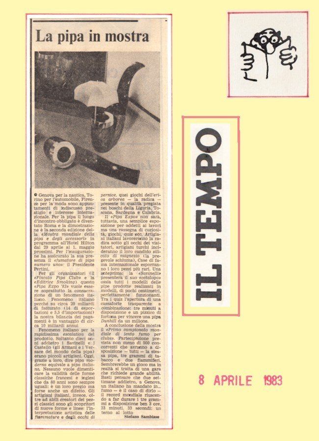 Un articolo di giornale intitolato la pipa in mostra