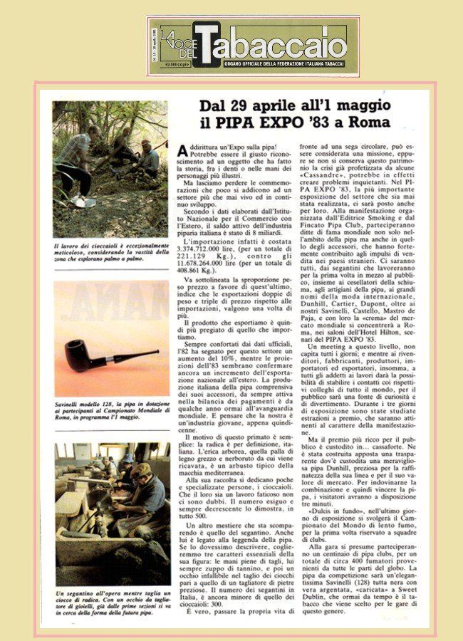 Una pagina di una rivista intitolata Tabaccaio