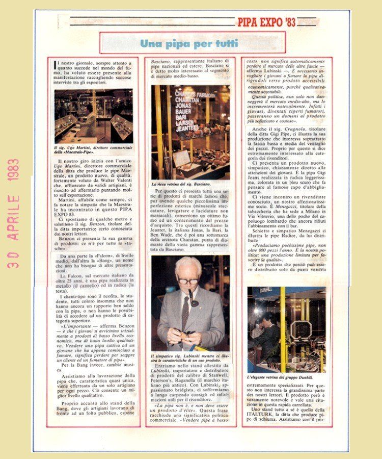 Una pagina di un giornale dell'expo fifa 1983