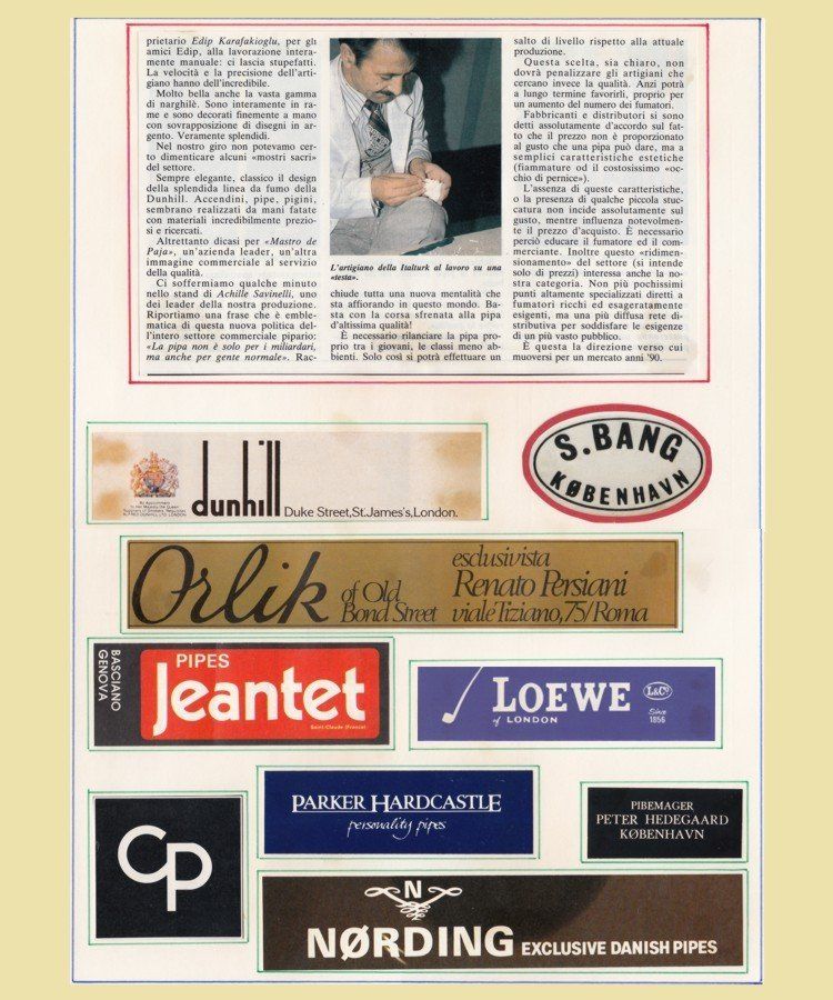 Un collage di pubblicità tra cui cp jeantet loewe e dunhill