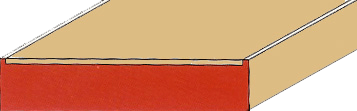 Un disegno di una scatola di cartone con un angolo rosso.