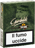 Una scatola di sigarette Garibaldi con l'immagine di un uomo sopra