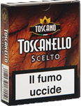 A box of toscanello scelto cigarettes with a warning sign that says il fumo uccide
