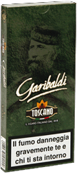 Una scatola verde di sigarette Garibaldi Toscano