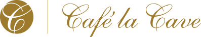 A logo for a restaurant called cafe la cave