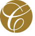 A brown circle with a white letter c inside of it.