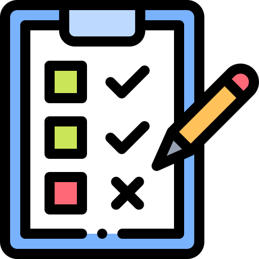 A clipboard with a checklist and a pencil on it.