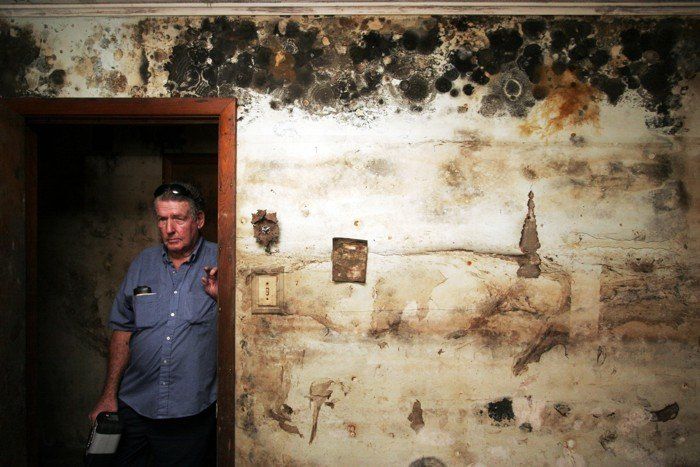 Man Inspecting a Room with Walls Full of Molds — Florida — Air Duct Aseptics