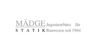 Logo for MÄDGE Ingenieurbüro für Statik, Bauwesen seit 1964 on a white background