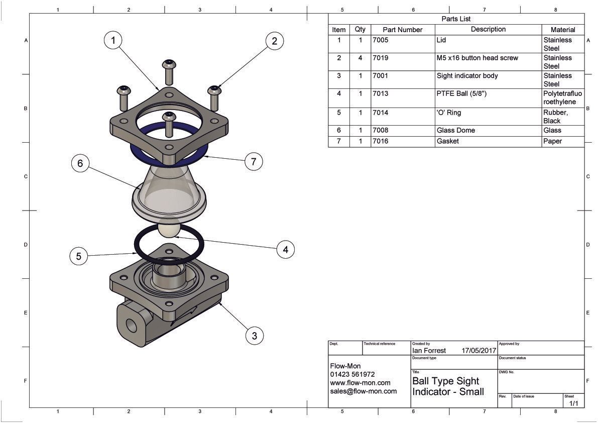 Rising ball assembly drawing