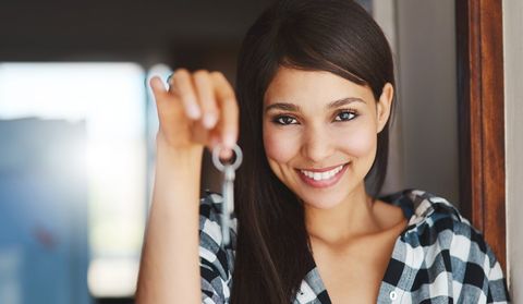 girl with new house keys