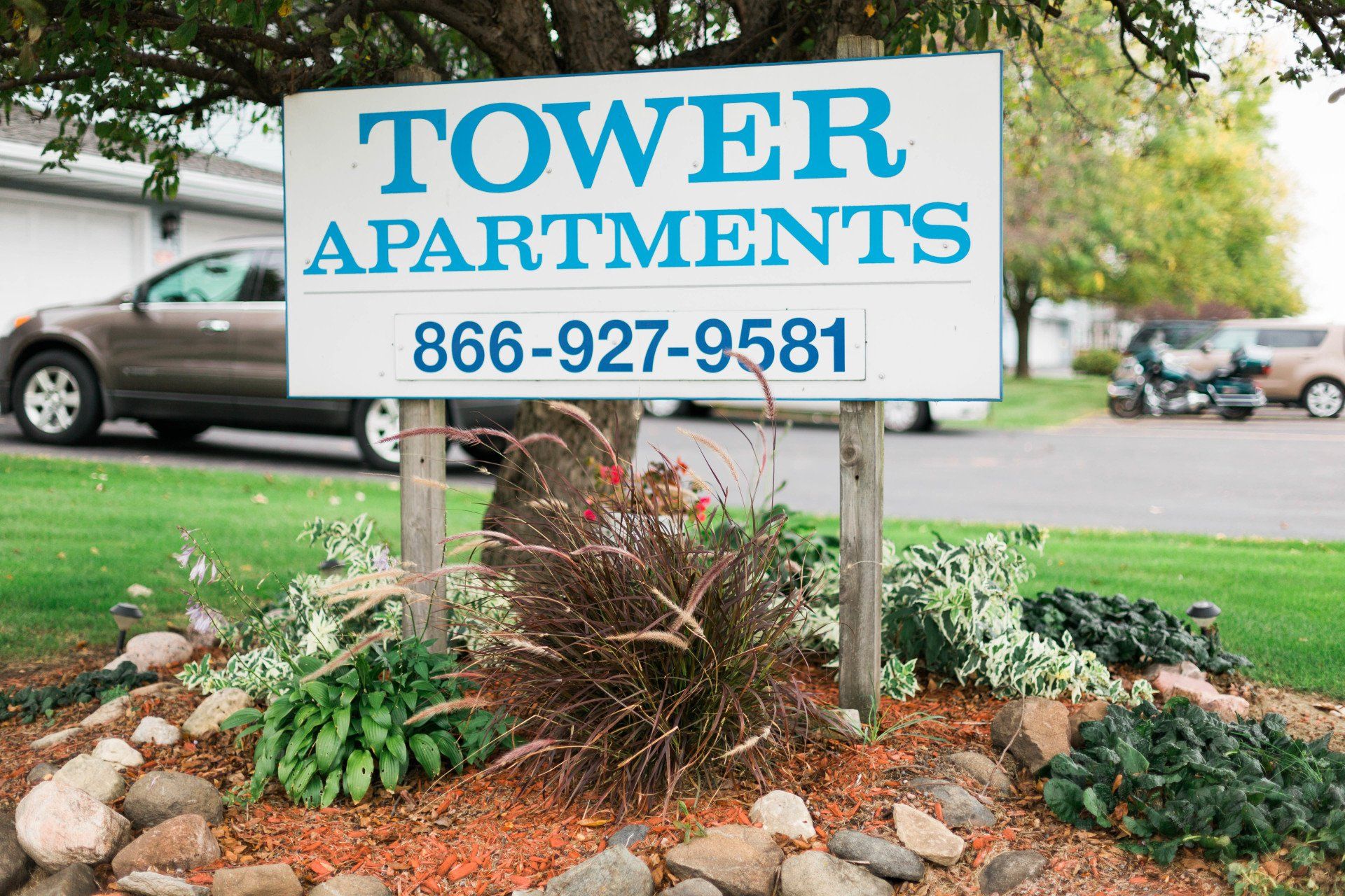Tower Apartments sign