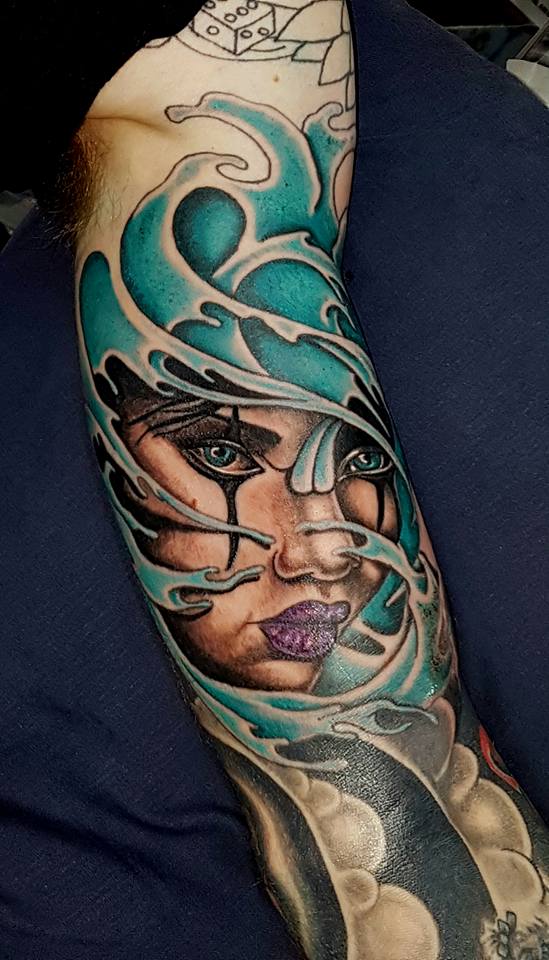 Womans Face Tattoo in Colour — Tattoo in South Lismore, NSW