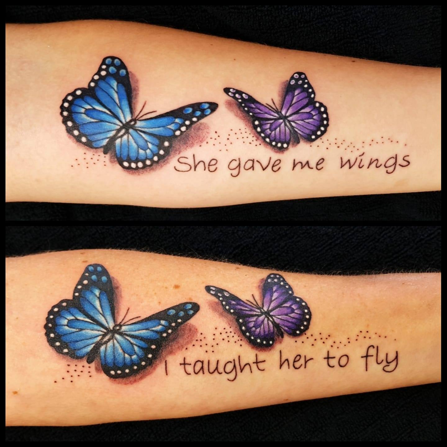 Butterflies & Script Tattoo— Tattoo in South Lismore, NSW