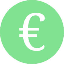 Ein weißes Eurozeichen in einem grünen Kreis.