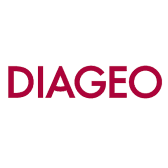The logo for diageo is red and white on a white background.