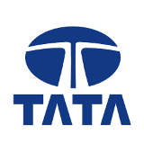 The tata logo is blue and white on a white background.
