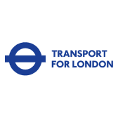 The logo for transport for london is blue and white.