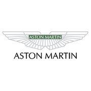 The aston martin logo is a white and green logo with wings.