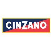 The cinzano logo is a red , white and blue rectangle.