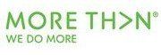 The logo for more than we do more is green and white.