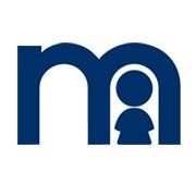 The logo for mothercare is a blue letter m with a keyhole in the middle.