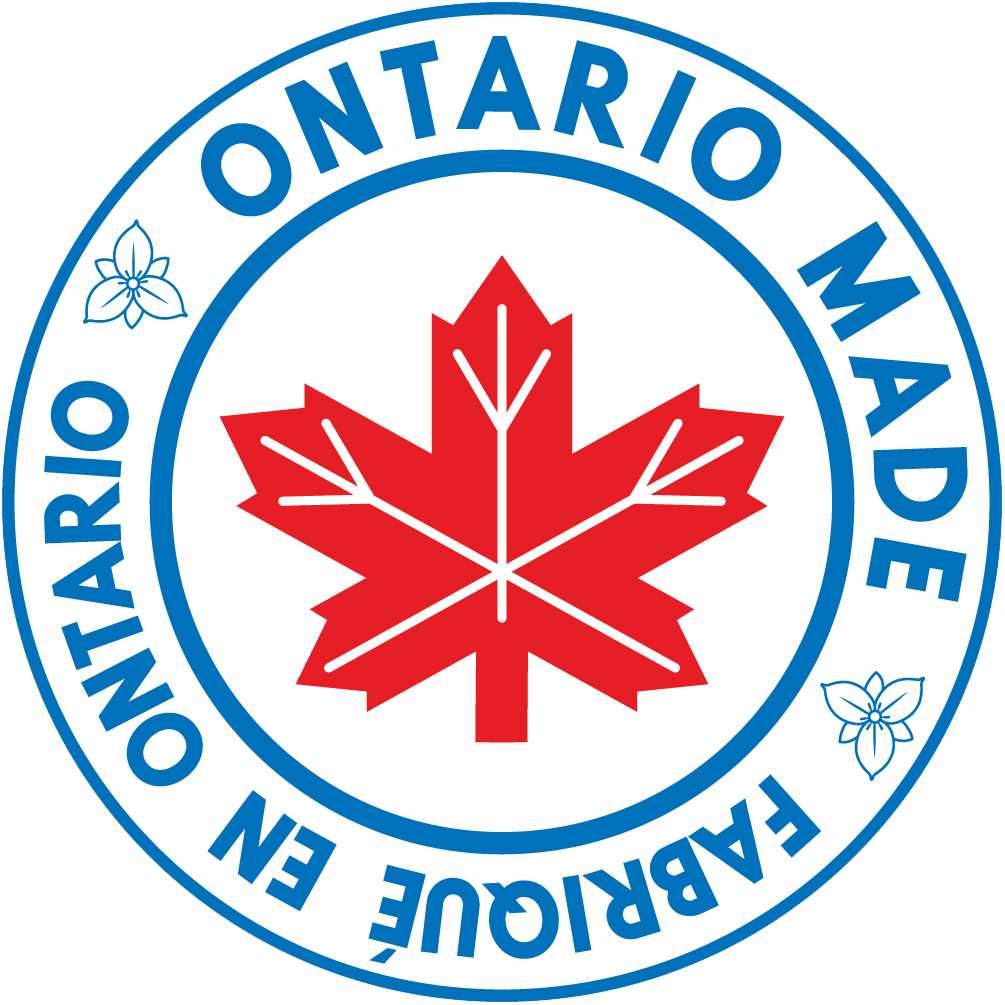 A logo that says ontario made fabrique en ontario