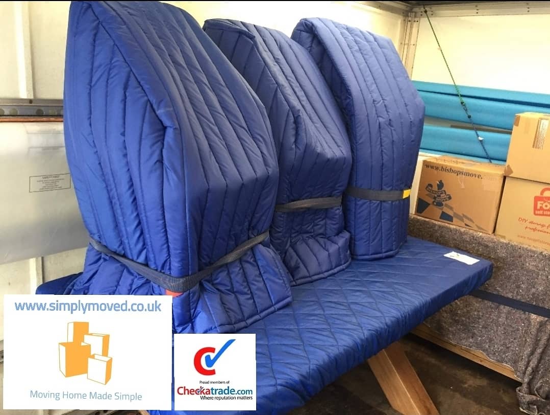 Chair covers used during a house move in Ipswich Suffolk by Simply Moved Ltd for a Man and Van furniture collection and delivery