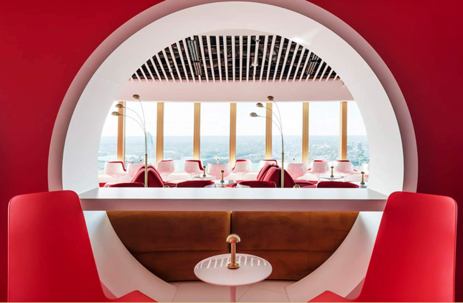 'Mad Men meets the Jetsons with views for days at Bar 83'. Publicity for loopcreative's landmark revival at Sydney Tower - Architecture and Design - Hospitality.