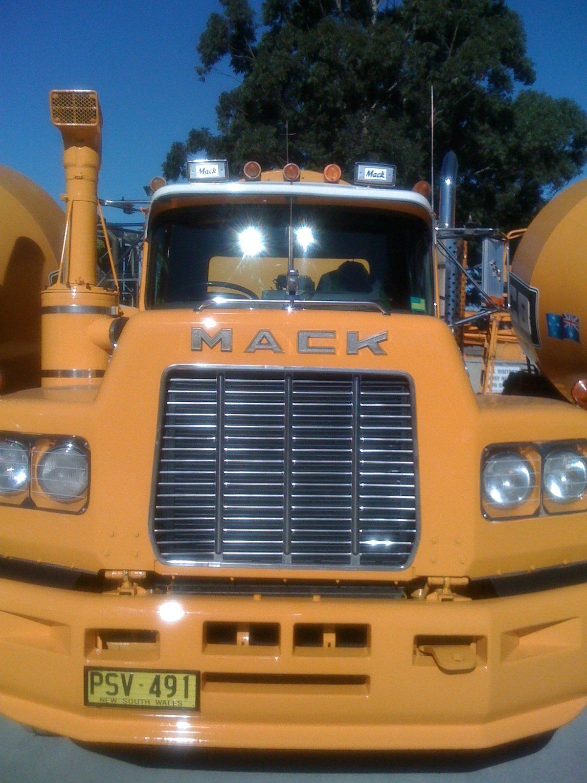 Mack truck family glowing in the afternoon sun