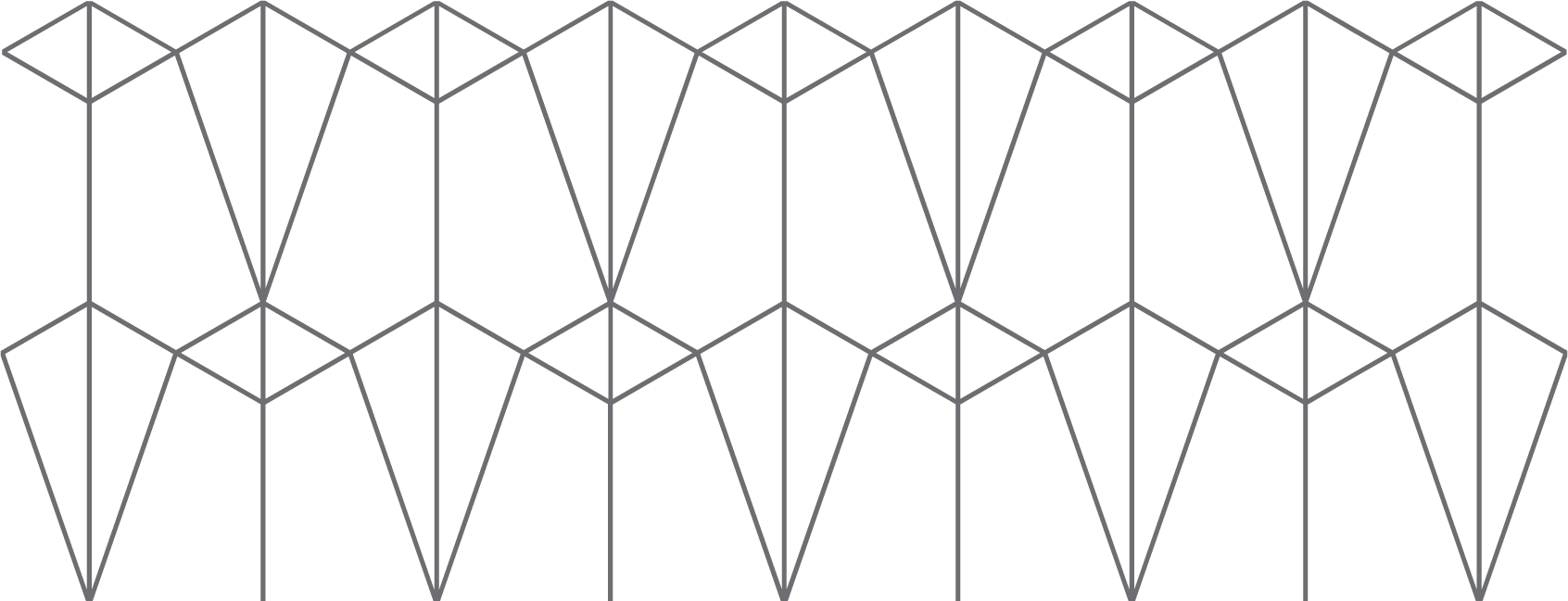Abstract geometric line pattern of repeating diamond and triangle shapes in light gray on white.