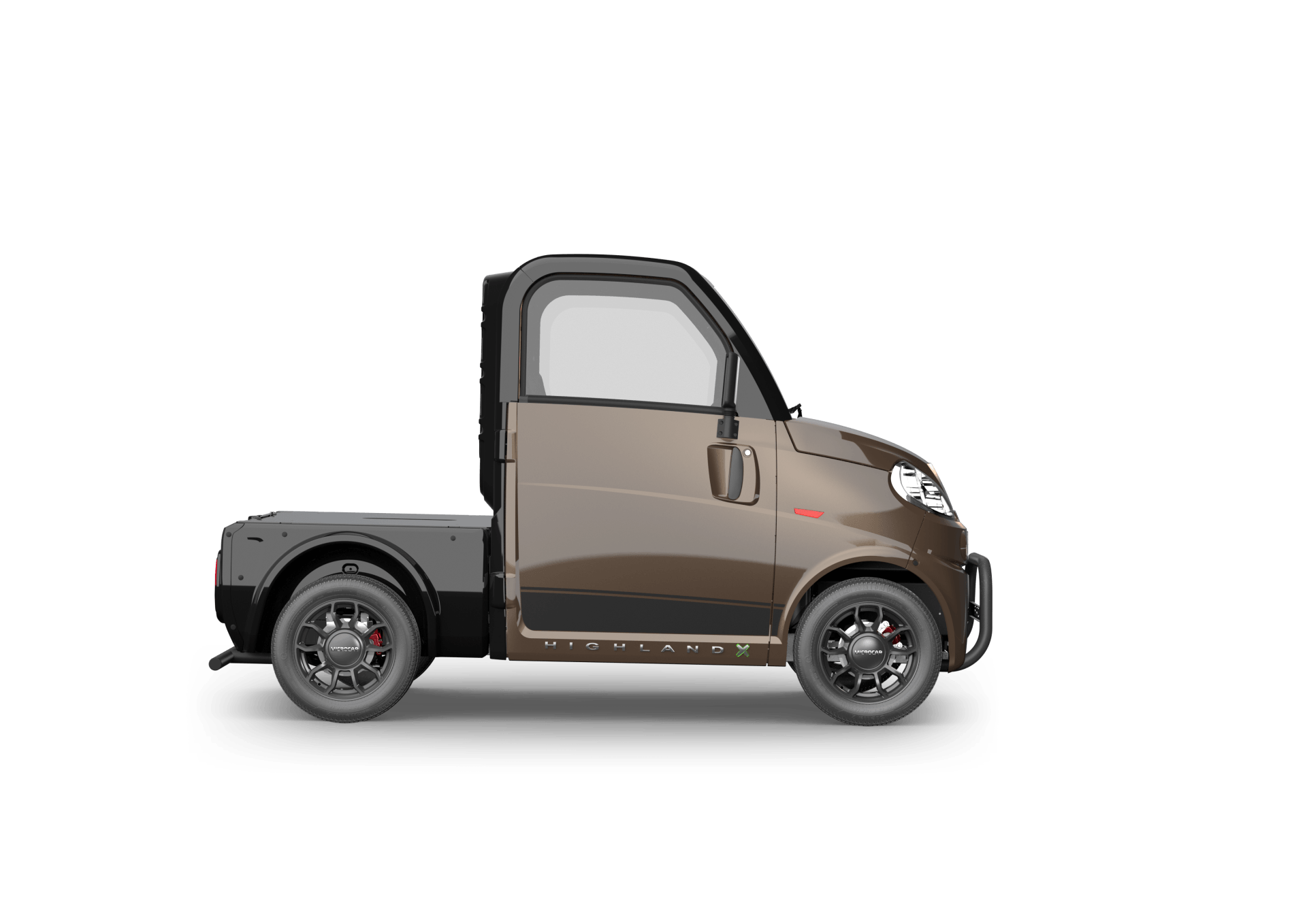 Un petit camion est montré de côté sur un fond blanc.
