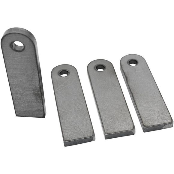 Four rectangular metal tabs with rounded top holes.