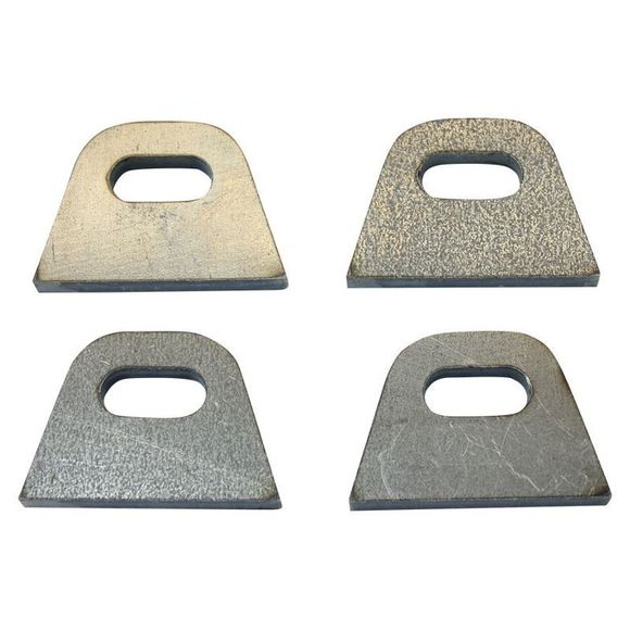Four metal tabs with oval holes, in a square arrangement.