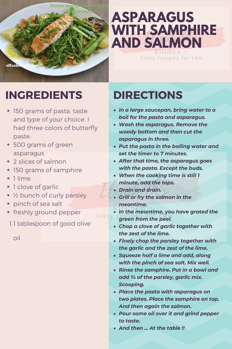 This is the English version of the recipe Recept voor asperges met zeekraal en zalm.
