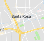 A map showing the location of santa rosa , california.