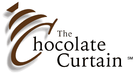 A logo for the chocolate curtain