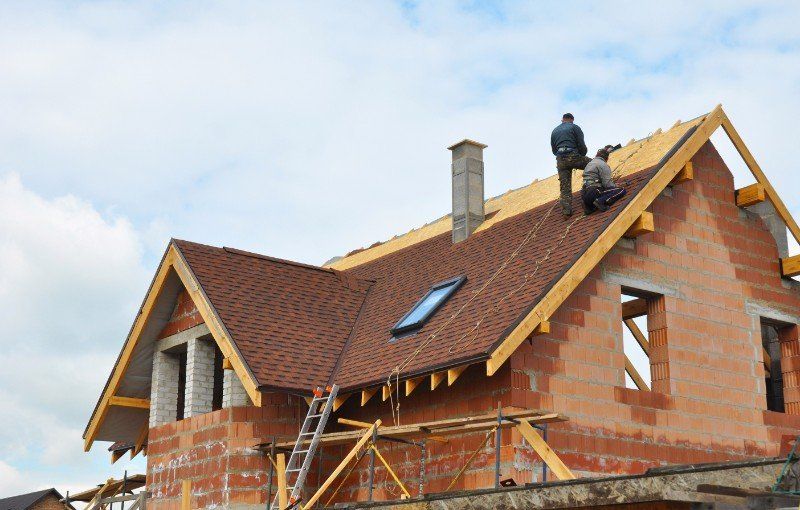 Roofing Construction and Building New Brick House with Modular Chimney