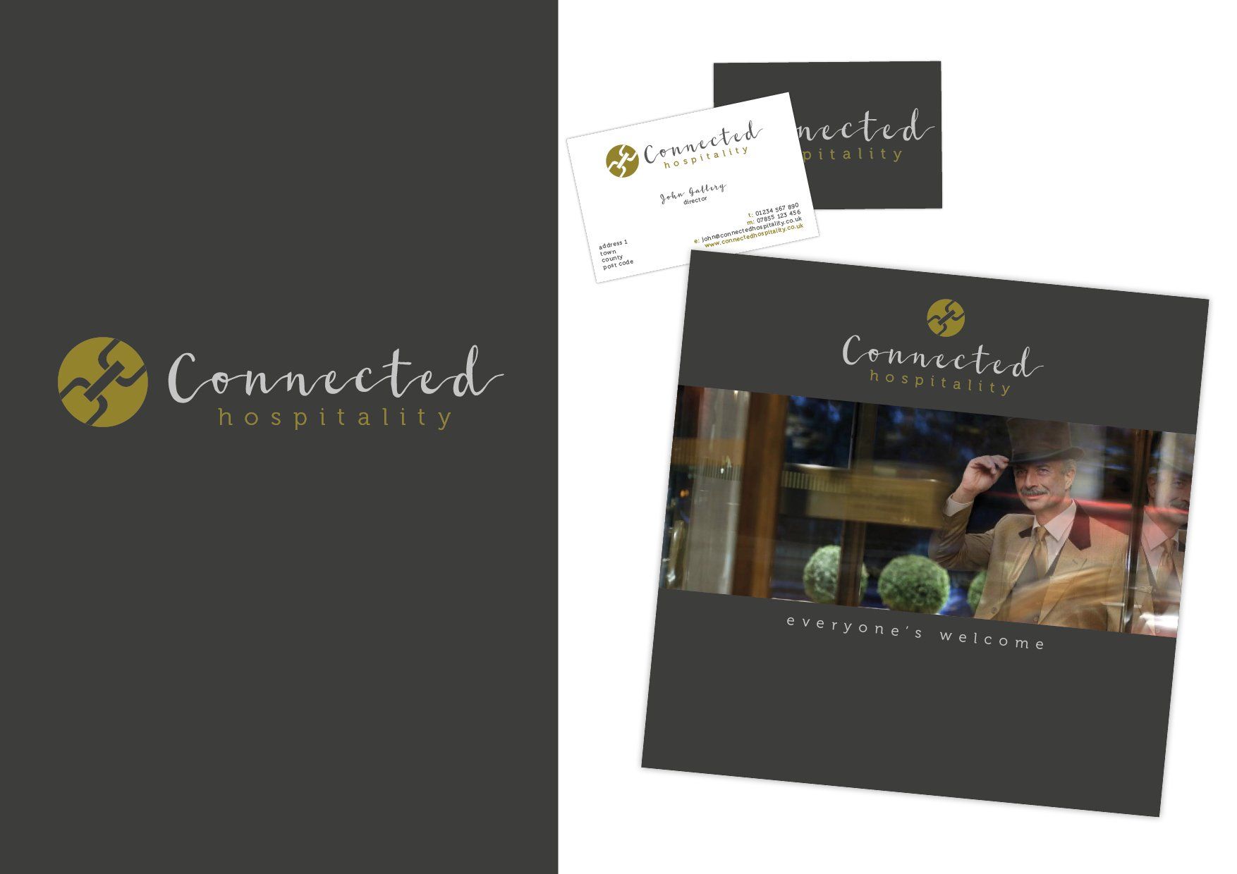 A connected hospital brochure with a picture of a man talking on a cell phone